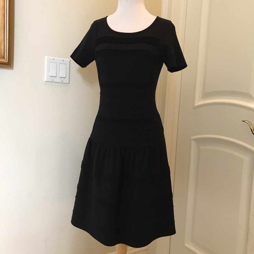 RED Saks Fifth Avenue black knit career dress